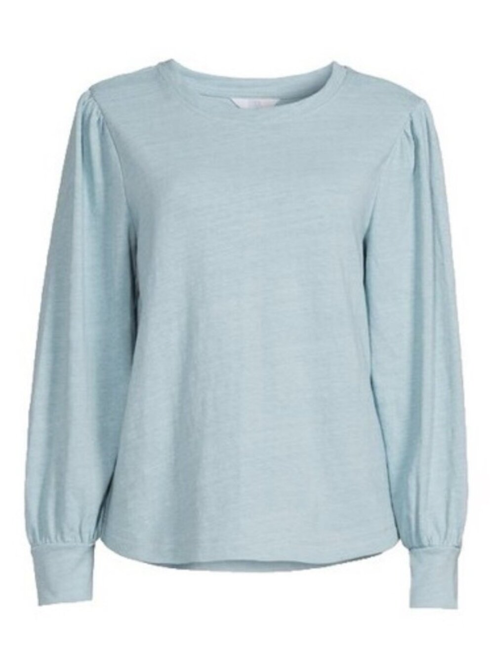 NEW MAGASHONI Light Blue MODAL Top Crewneck Puff Sleeve Sweater Size XLARGE NWOT - Picture 3 of 8